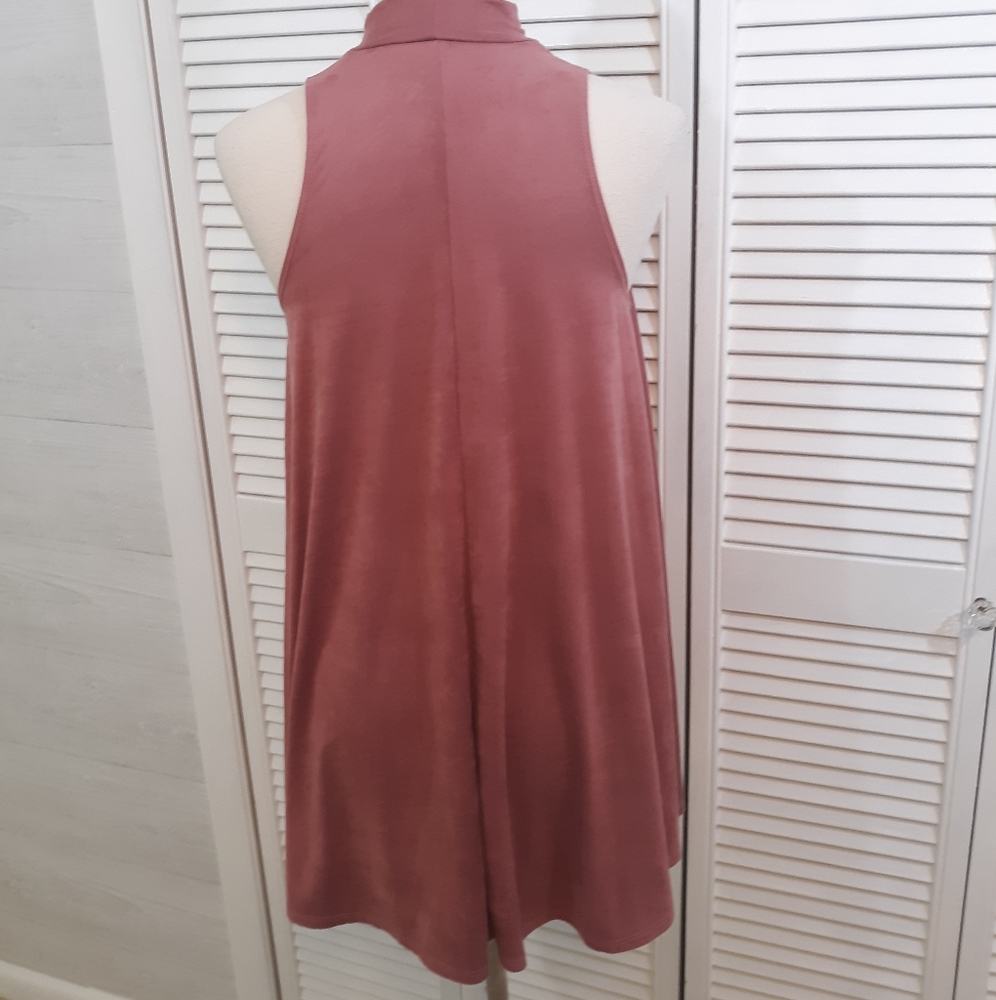 Black bead faux suede mini shift dress LG *O - Picture 6 of 7